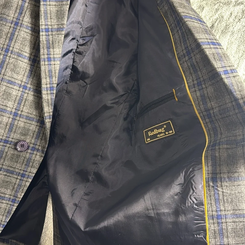 Boys blazer dress jacket Redbug brand. Boys 9-10 years‎ blue gray plaid pockets